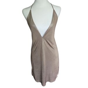 Elegant Express Metallic Halter Dress